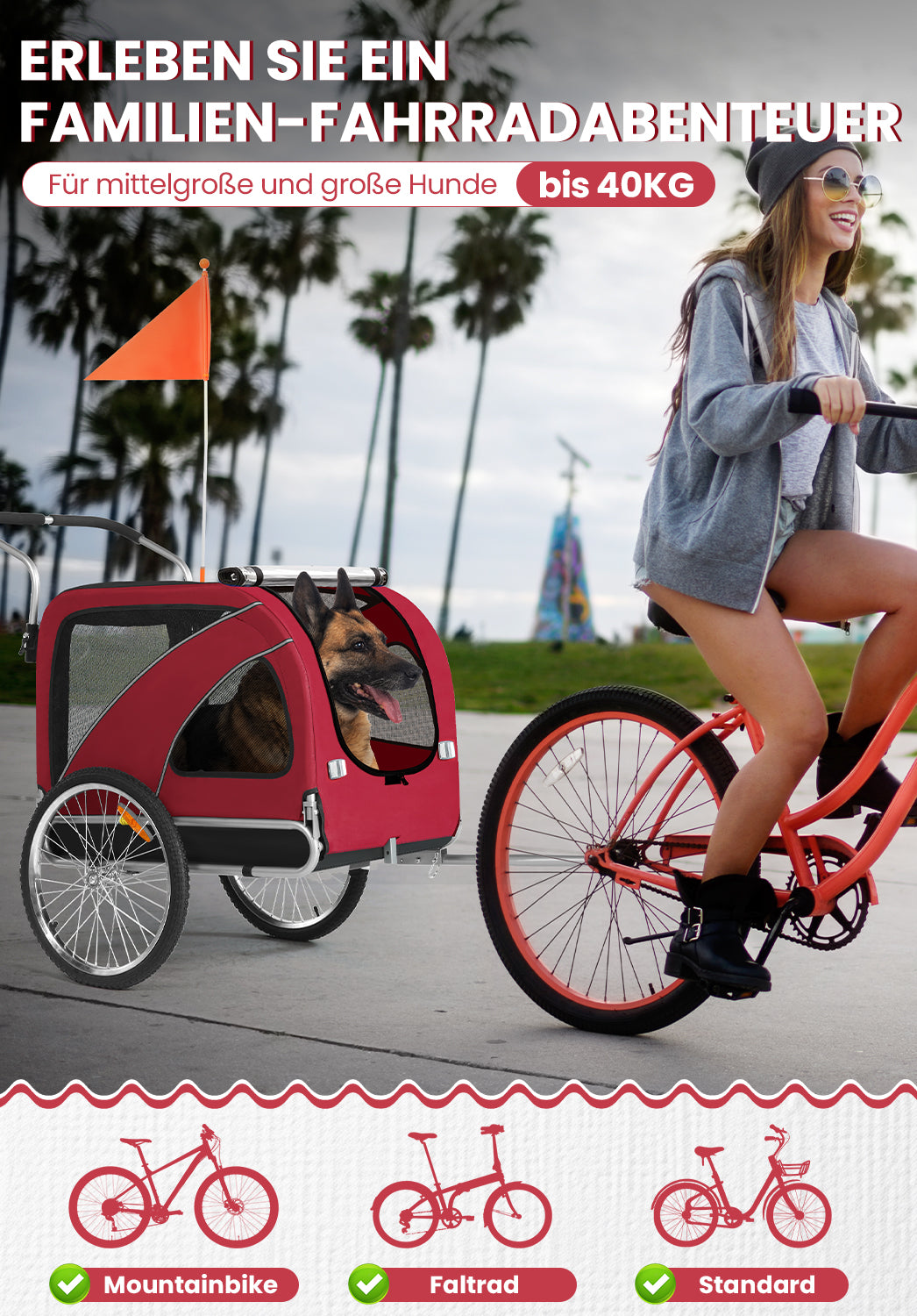 Bike Trailers 10202B | Large Dog Bike Trailer with 40kg Capacity - Front & Rear Entry Pet Carrier