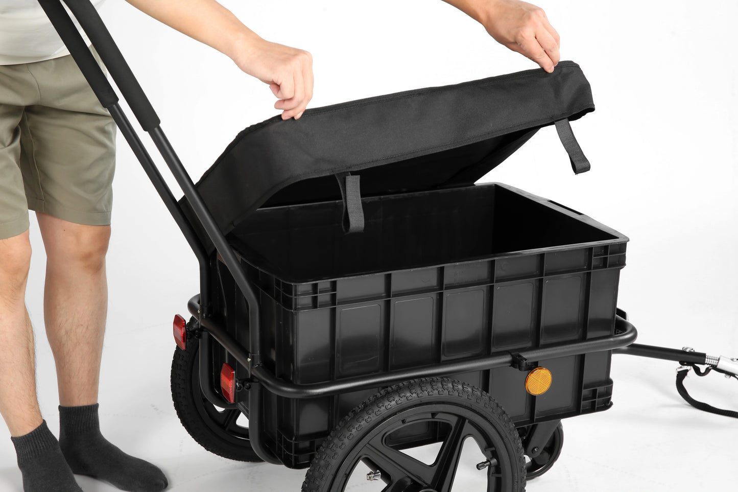 Bike Trailers 20316N 2-in-1 Bicycle Cargo Trailer & Hand Cart - Removable Heavy-Duty Box with Rain Cover