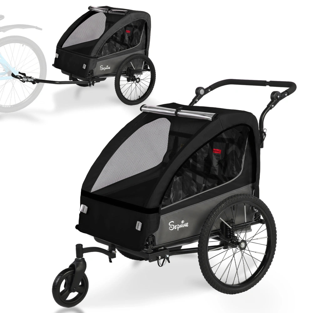 Bike Trailers BT920 | 2-in-1 Child Bike Trailer & Stroller with Suspension System - Fits 1-2 Kids