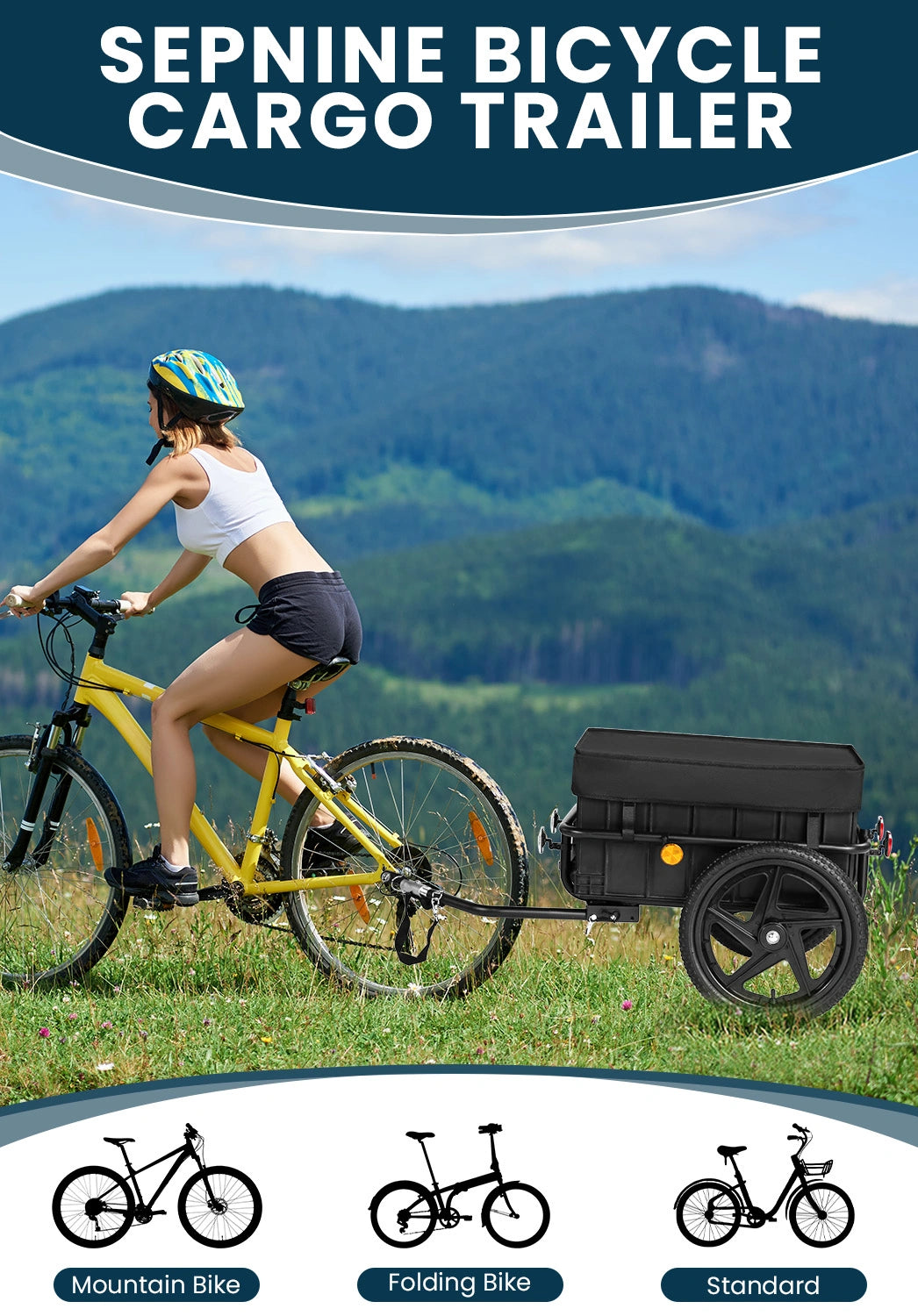 Bike Trailers 20316N 2-in-1 Bicycle Cargo Trailer & Hand Cart - Removable Heavy-Duty Box with Rain Cover