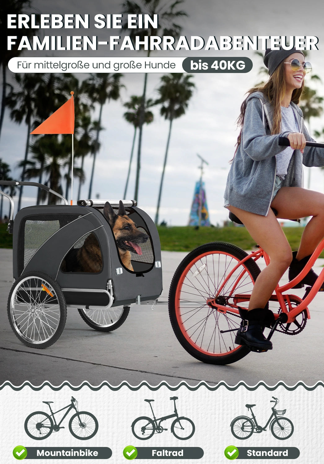 Bike Trailers 10202B | Large Dog Bike Trailer with 40kg Capacity - Front & Rear Entry Pet Carrier