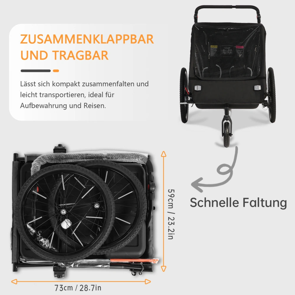 Bike Trailers BT920 | 2-in-1 Child Bike Trailer & Stroller with Suspension System - Fits 1-2 Kids