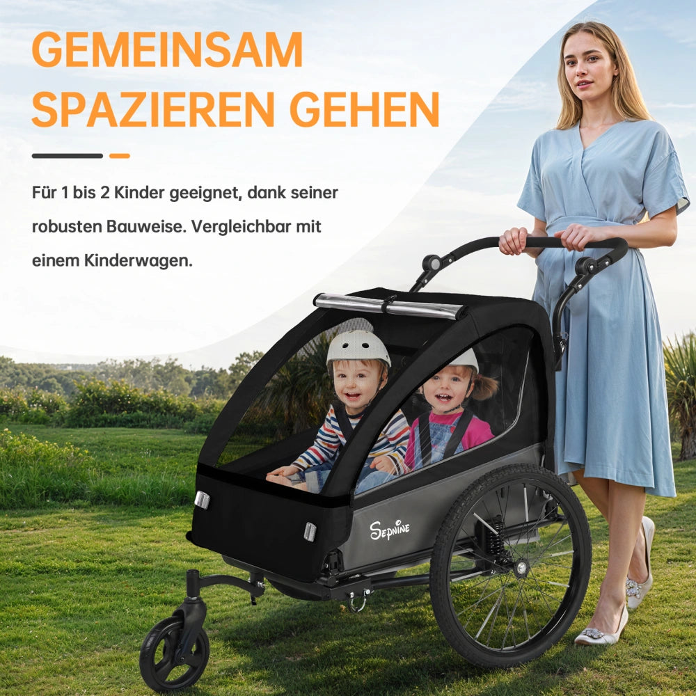 Bike Trailers BT920 | 2-in-1 Child Bike Trailer & Stroller with Suspension System - Fits 1-2 Kids