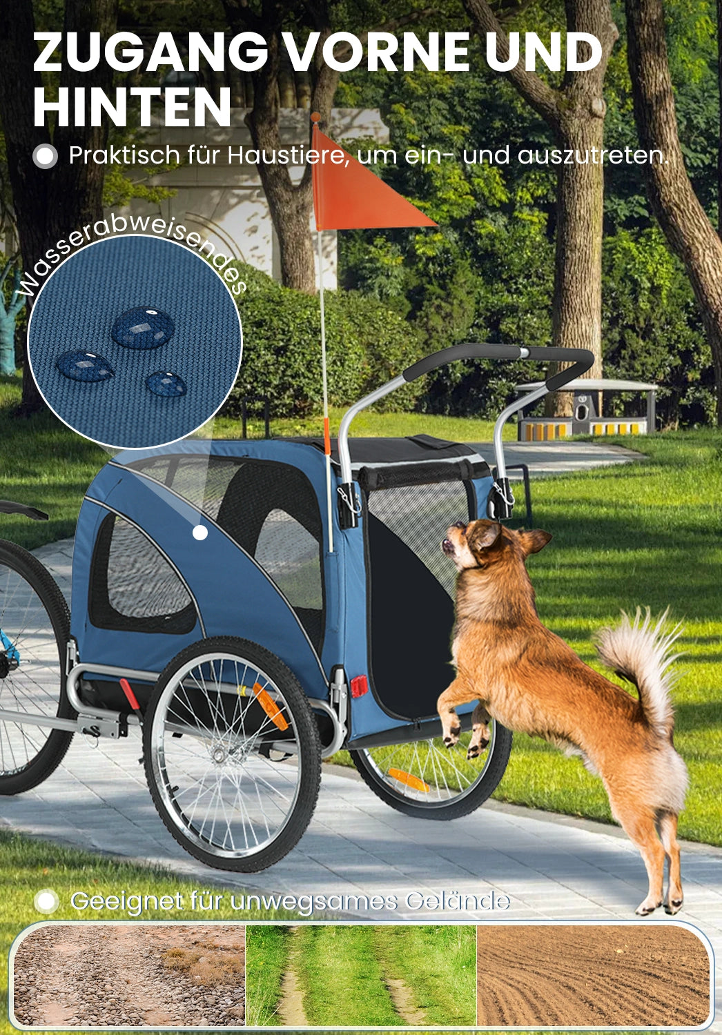 Bike Trailers 10202B | Large Dog Bike Trailer with 40kg Capacity - Front & Rear Entry Pet Carrier