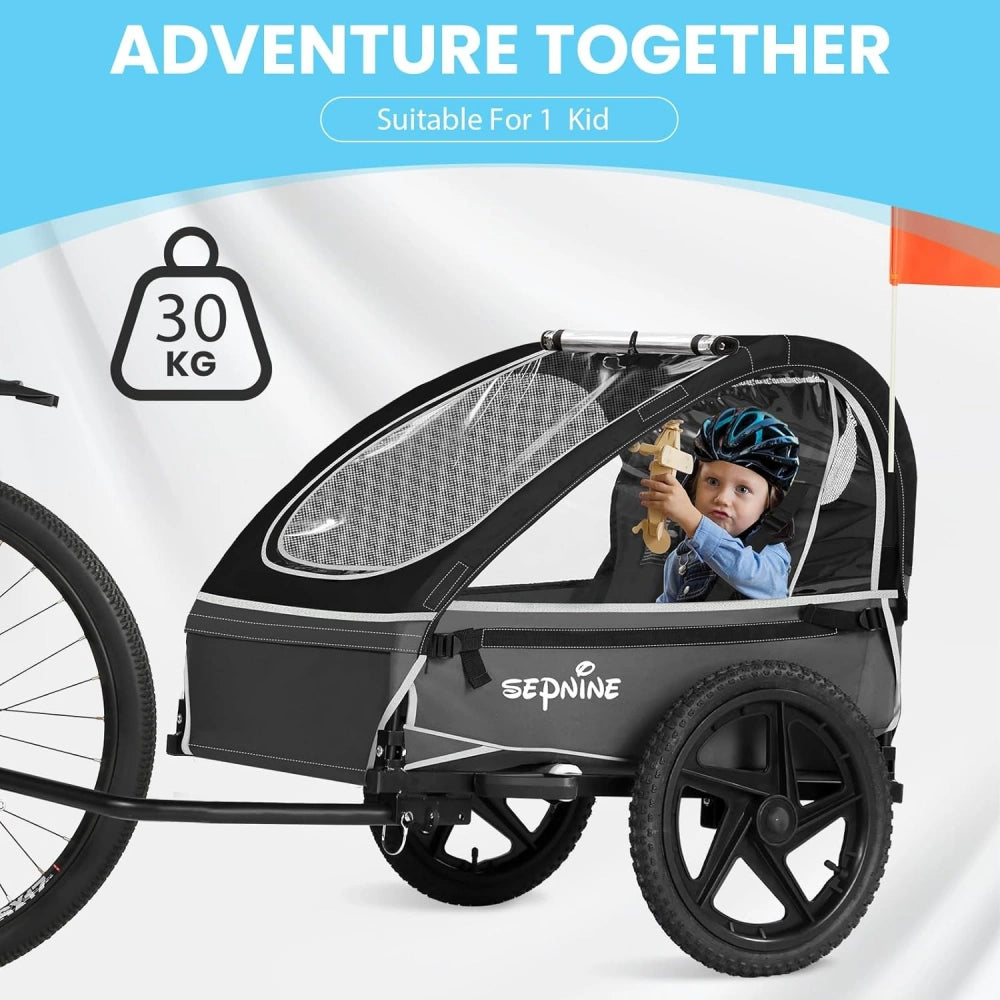 Bike Trailers BT609S | Double Child Bike Trailer with 5-Point Safety Harnesses - Fits 1-2 Kids