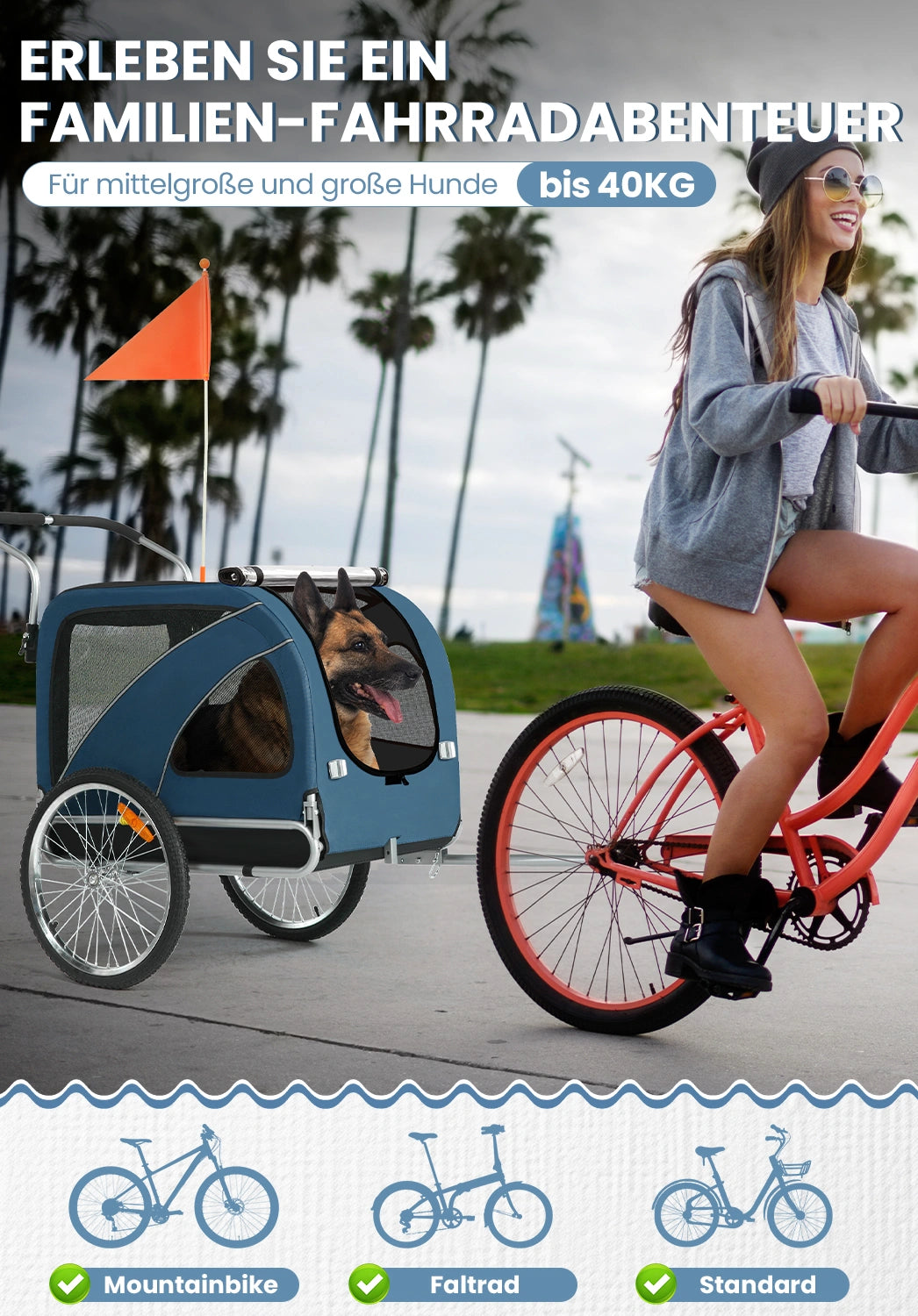 Bike Trailers 10202B | Large Dog Bike Trailer with 40kg Capacity - Front & Rear Entry Pet Carrier