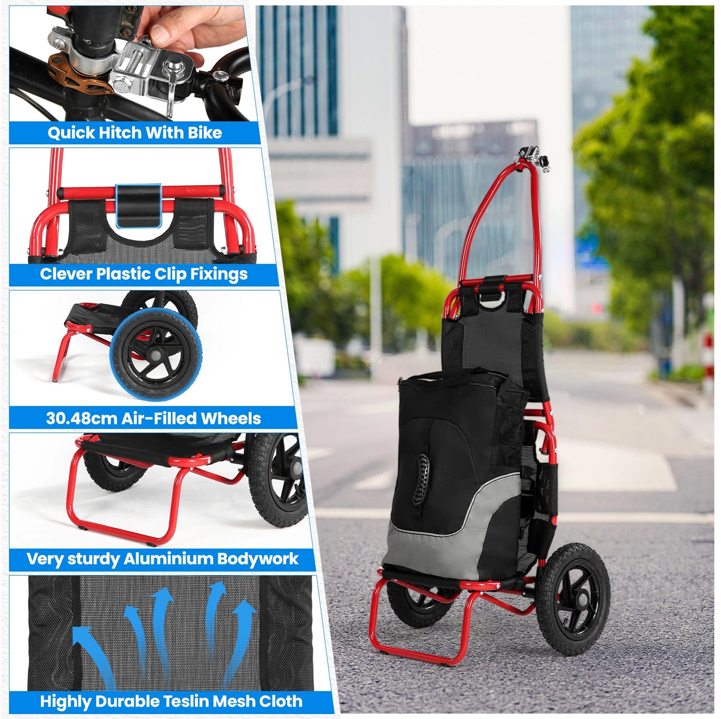 Bike Trailers 8009T | Bicycle Cargo Trailer with 20kg Capacity - Foldable & Portable Storage Cart for E-bikes