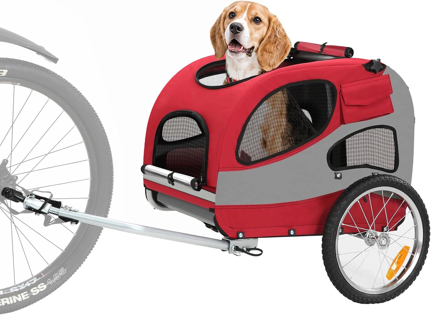 Bike Trailers 10801 Lightweight Dog Bike Trailer with Three-Pocket Design & Comfortable Cushion