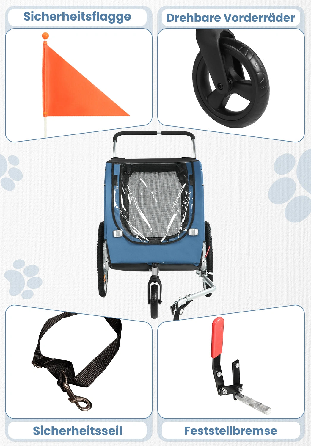 Bike Trailers 10202B | Large Dog Bike Trailer with 40kg Capacity - Front & Rear Entry Pet Carrier