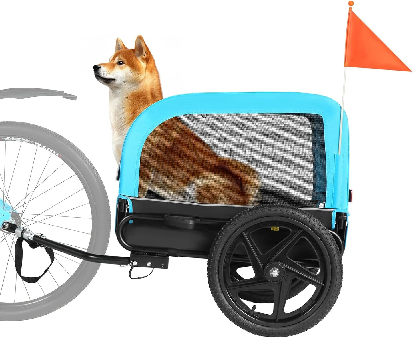 Bike Trailers 20303N | Pet Bike Trailer with Suspension & 23kg Capacity - Foldable Blue Dog Carrier for E-bikes