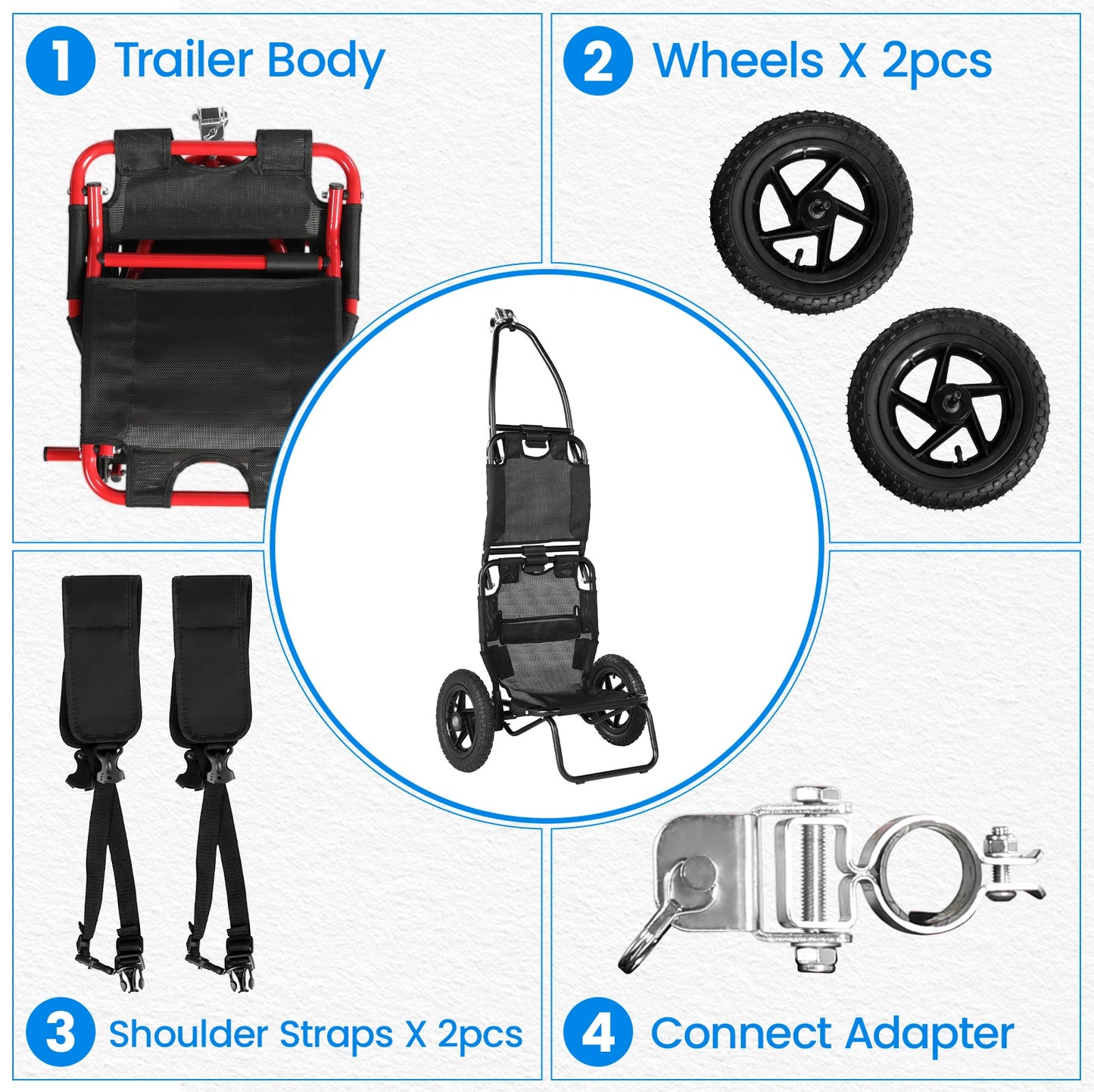 Bike Trailers 8009T | Bicycle Cargo Trailer with 20kg Capacity - Foldable & Portable Storage Cart for E-bikes
