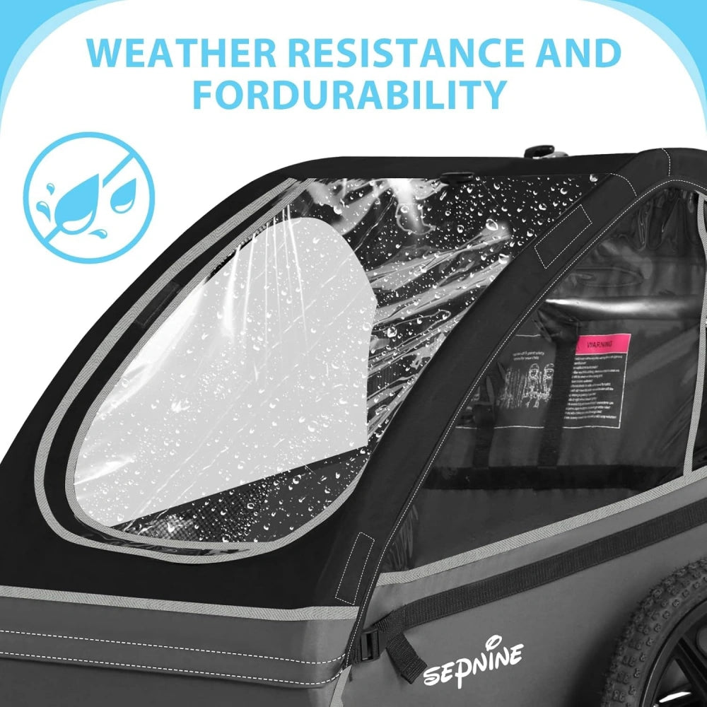 Bike Trailers BT609S | Double Child Bike Trailer with 5-Point Safety Harnesses - Fits 1-2 Kids