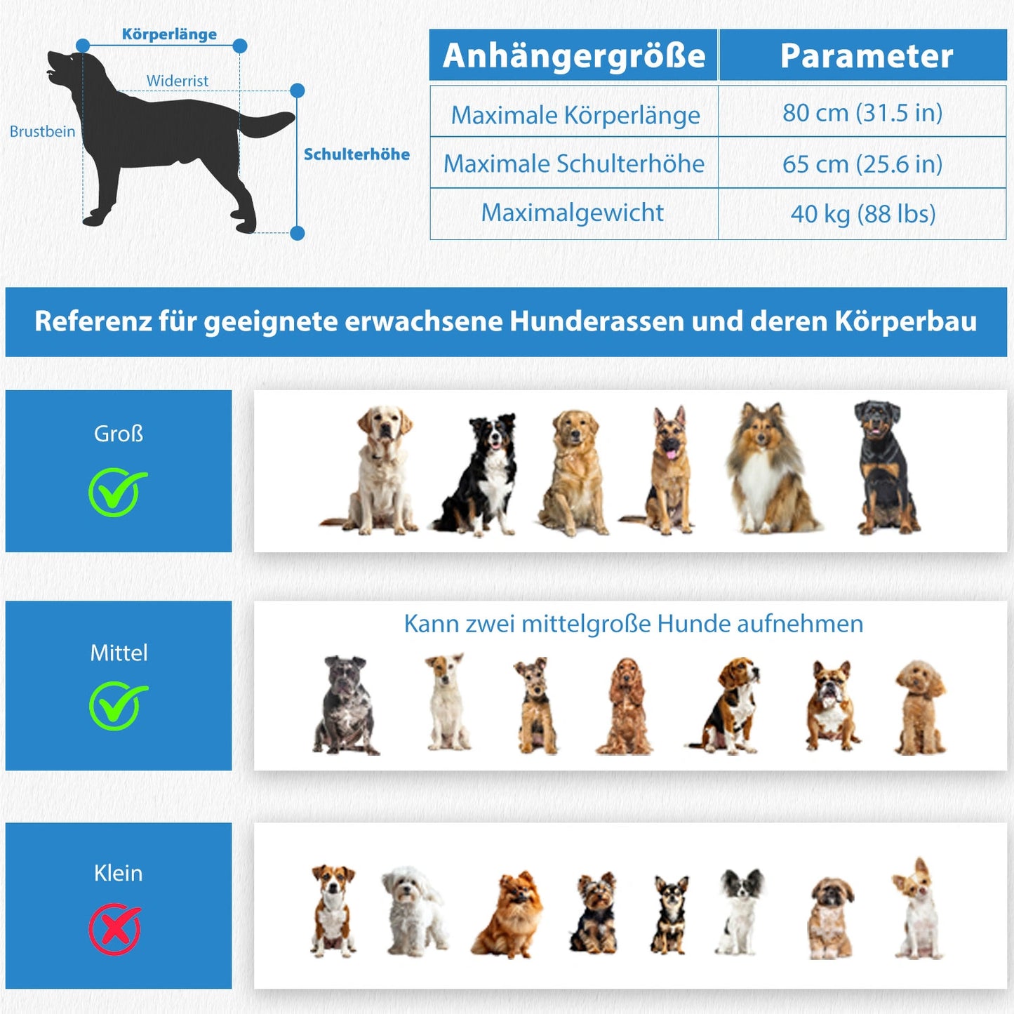 Bike Trailers 10202B | Large Dog Bike Trailer with 40kg Capacity - Front & Rear Entry Pet Carrier