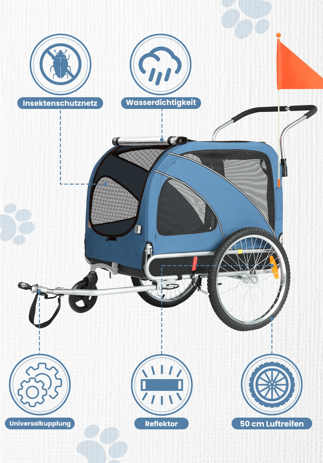 Bike Trailers 10202B | Large Dog Bike Trailer with 40kg Capacity - Front & Rear Entry Pet Carrier
