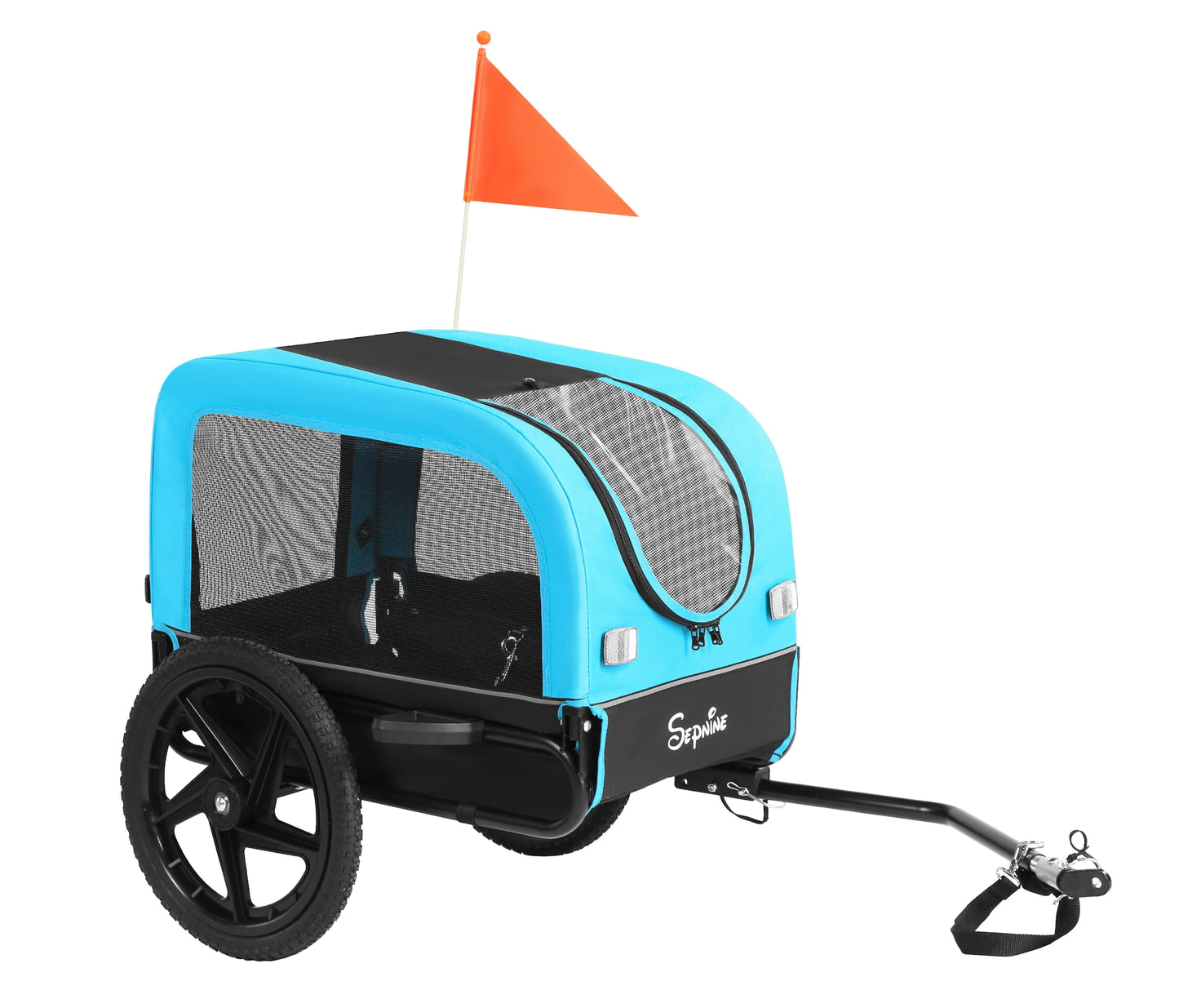 Bike Trailers 20303N | Pet Bike Trailer with Suspension & 23kg Capacity - Foldable Blue Dog Carrier for E-bikes