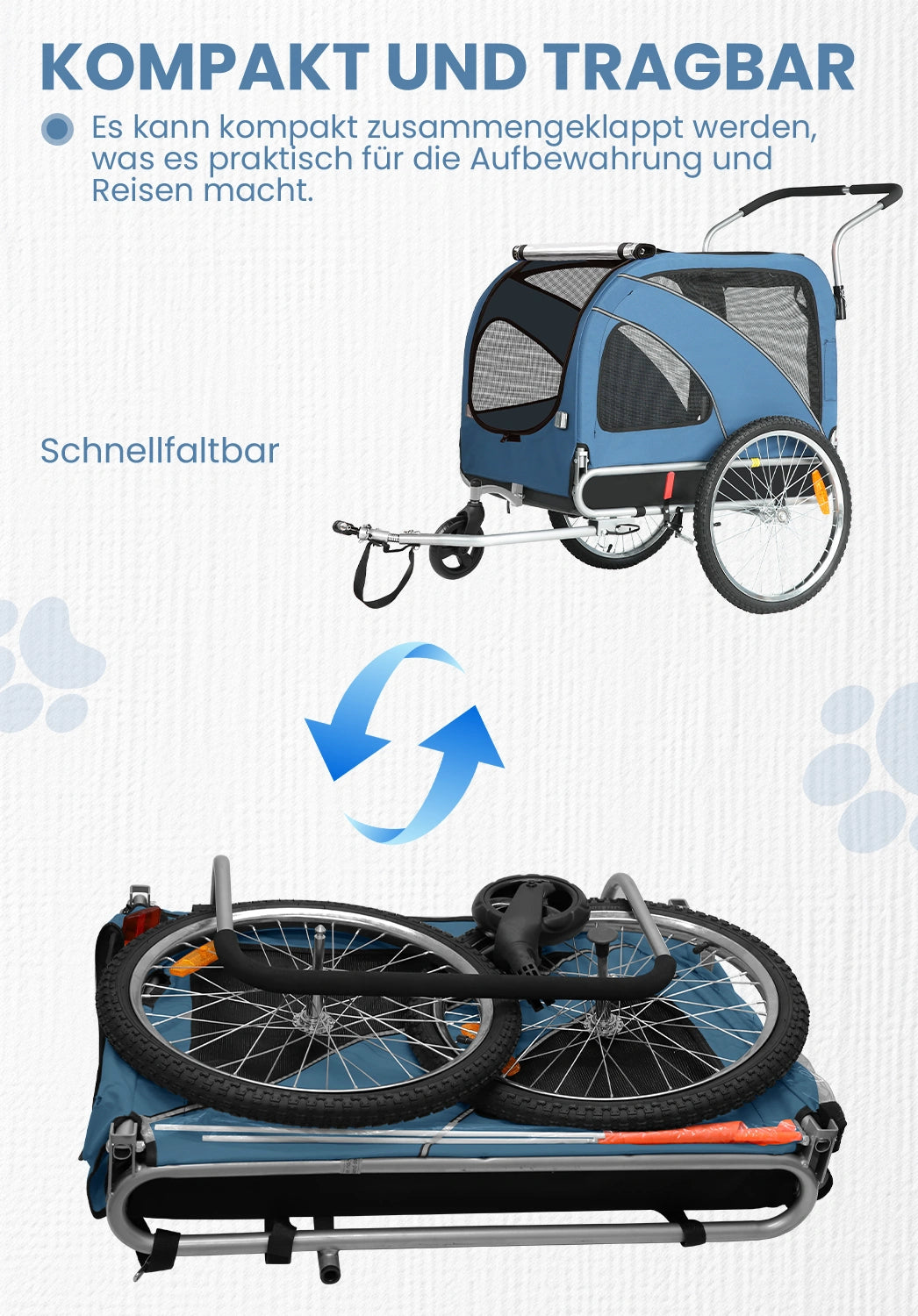 Bike Trailers 10202B | Large Dog Bike Trailer with 40kg Capacity - Front & Rear Entry Pet Carrier