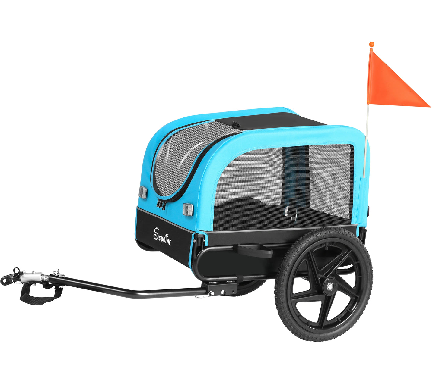 Bike Trailers 20303N | Pet Bike Trailer with Suspension & 23kg Capacity - Foldable Blue Dog Carrier for E-bikes