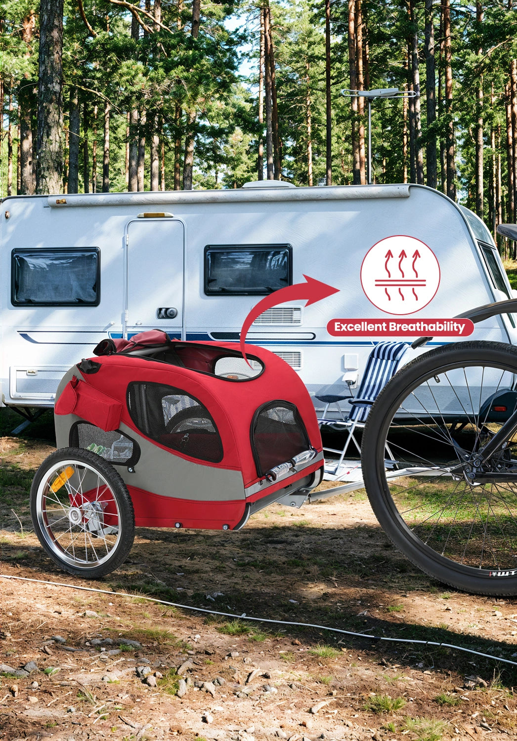 Bike Trailers 10801 Lightweight Dog Bike Trailer with Three-Pocket Design & Comfortable Cushion