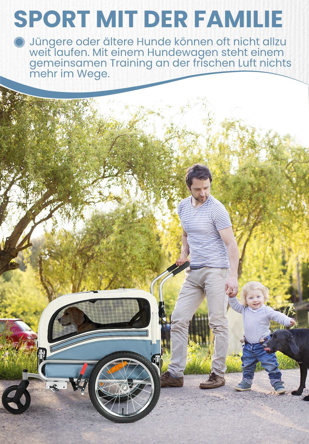 Bike Trailers 20303B | 2-in-1 Pet Bike Trailer & Jogging Stroller with 360° Swivel Front Wheel