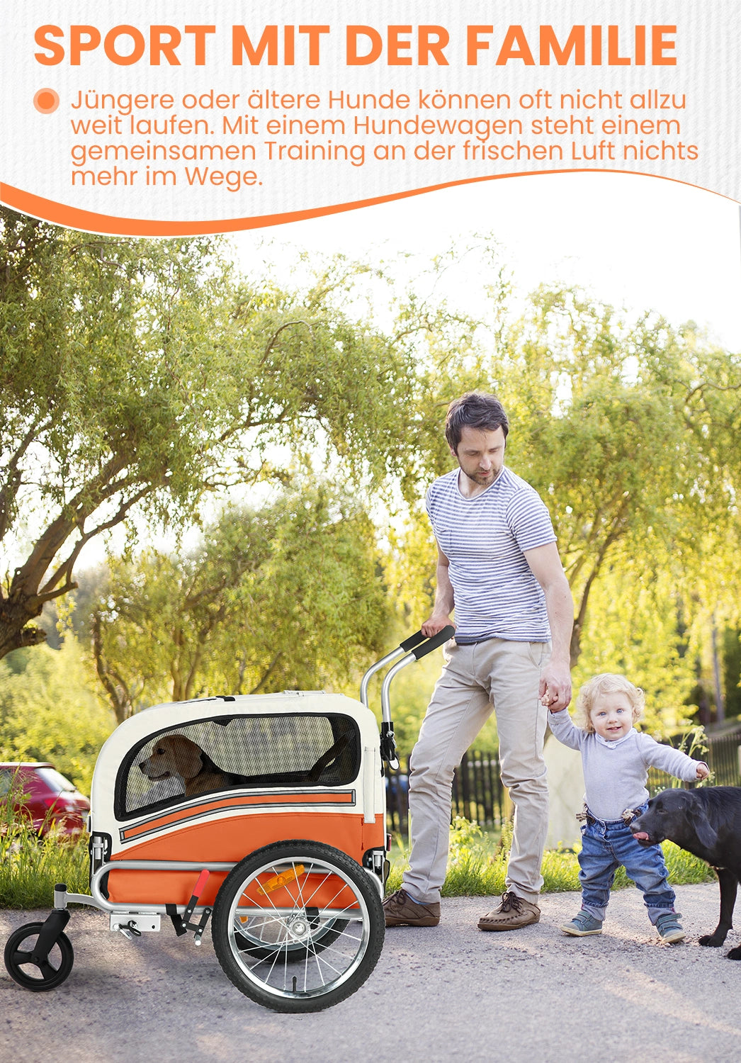 Bike Trailers 20303B | 2-in-1 Pet Bike Trailer & Jogging Stroller with 360° Swivel Front Wheel