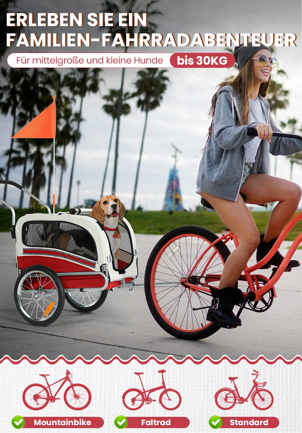 Bike Trailers 20303B | 2-in-1 Pet Bike Trailer & Jogging Stroller with 360° Swivel Front Wheel