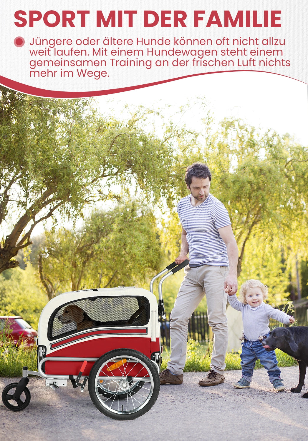 Bike Trailers 20303B | 2-in-1 Pet Bike Trailer & Jogging Stroller with 360° Swivel Front Wheel