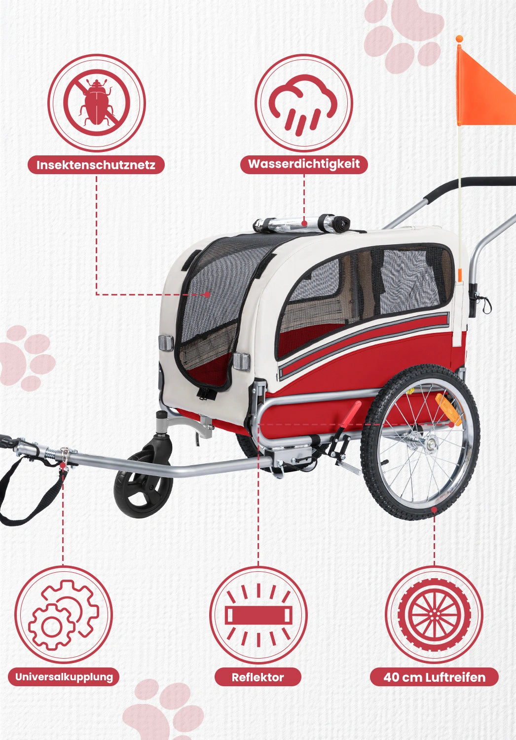 Bike Trailers 20303B | 2-in-1 Pet Bike Trailer & Jogging Stroller with 360° Swivel Front Wheel