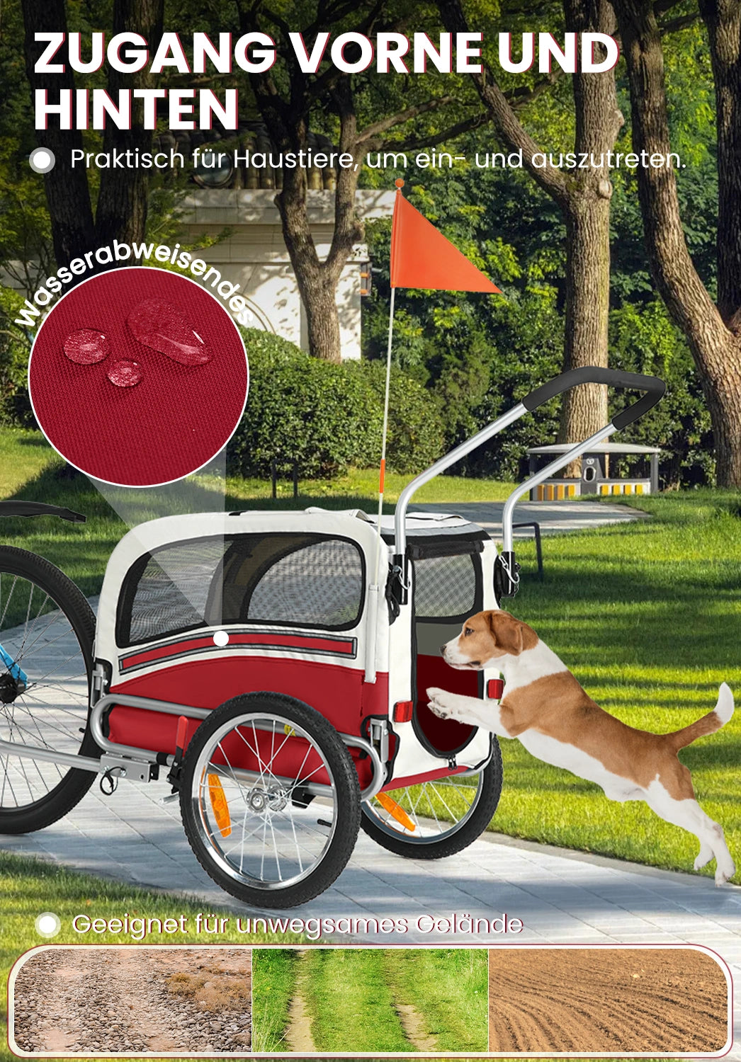 Bike Trailers 20303B | 2-in-1 Pet Bike Trailer & Jogging Stroller with 360° Swivel Front Wheel