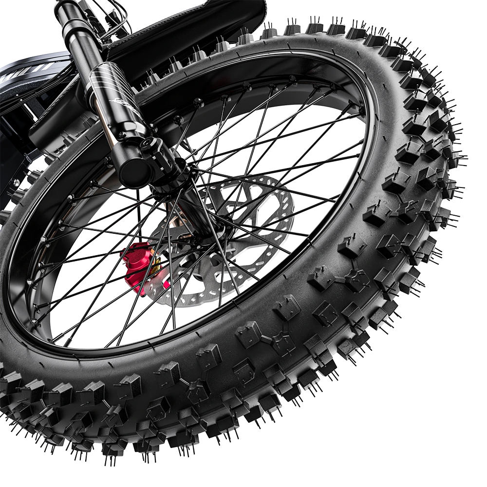Rear knobby tire and suspension on Shengmilo S900 Pro electric bike