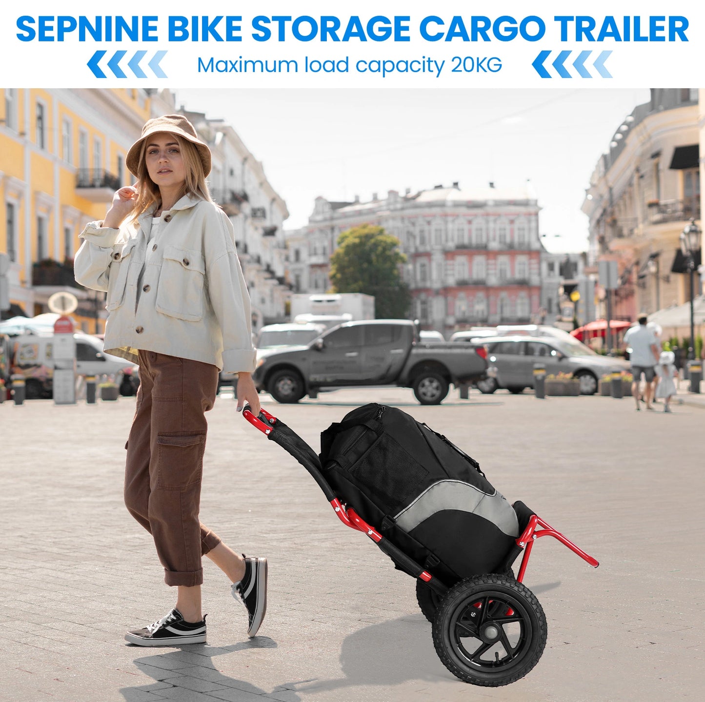 Bike Trailers 8009T ｜ Bicycle Cargo Trailer with 20kg Capacity - Foldable & Portable Storage Cart for E-bikes