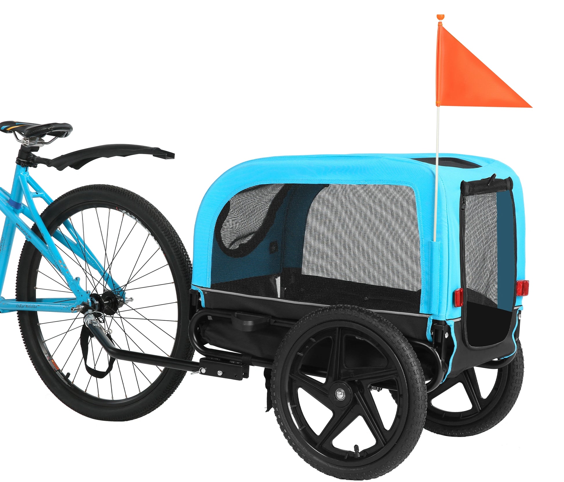 Fahrradanhänger 20303N ｜ Haustier-Fahrradanhänger mit Federung & 23 kg Traglast – Zusammenklappbarer blauer Hundeanhänger für E-Bikes
