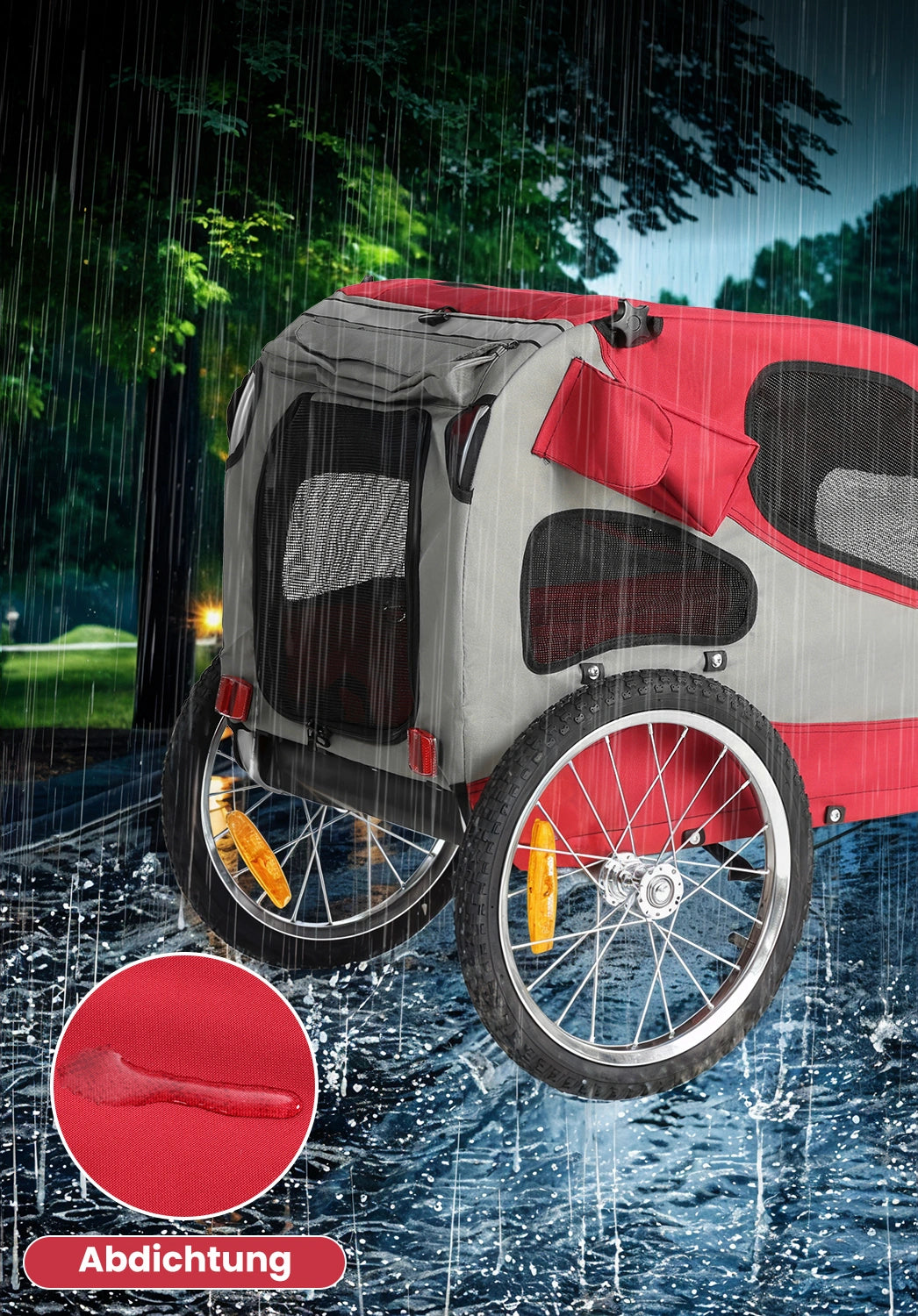 Bike Trailers 10801 Lightweight Dog Bike Trailer with Three-Pocket Design & Comfortable Cushion