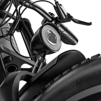 Close-up of the Shengmilo S600 PRO LED headlight above the front wheel
