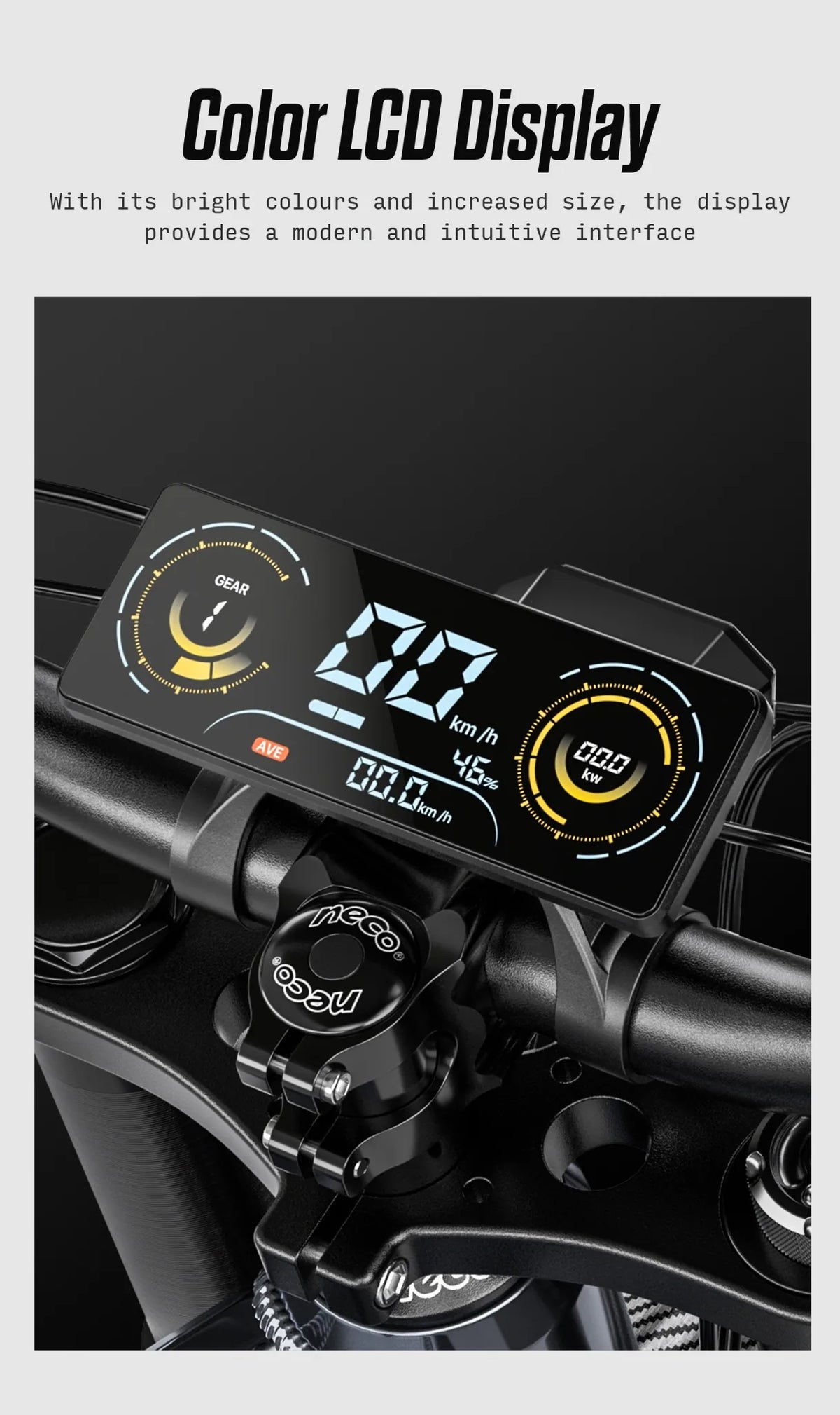 Colour LCD display on the Shengmilo S900 Pro electric bike.