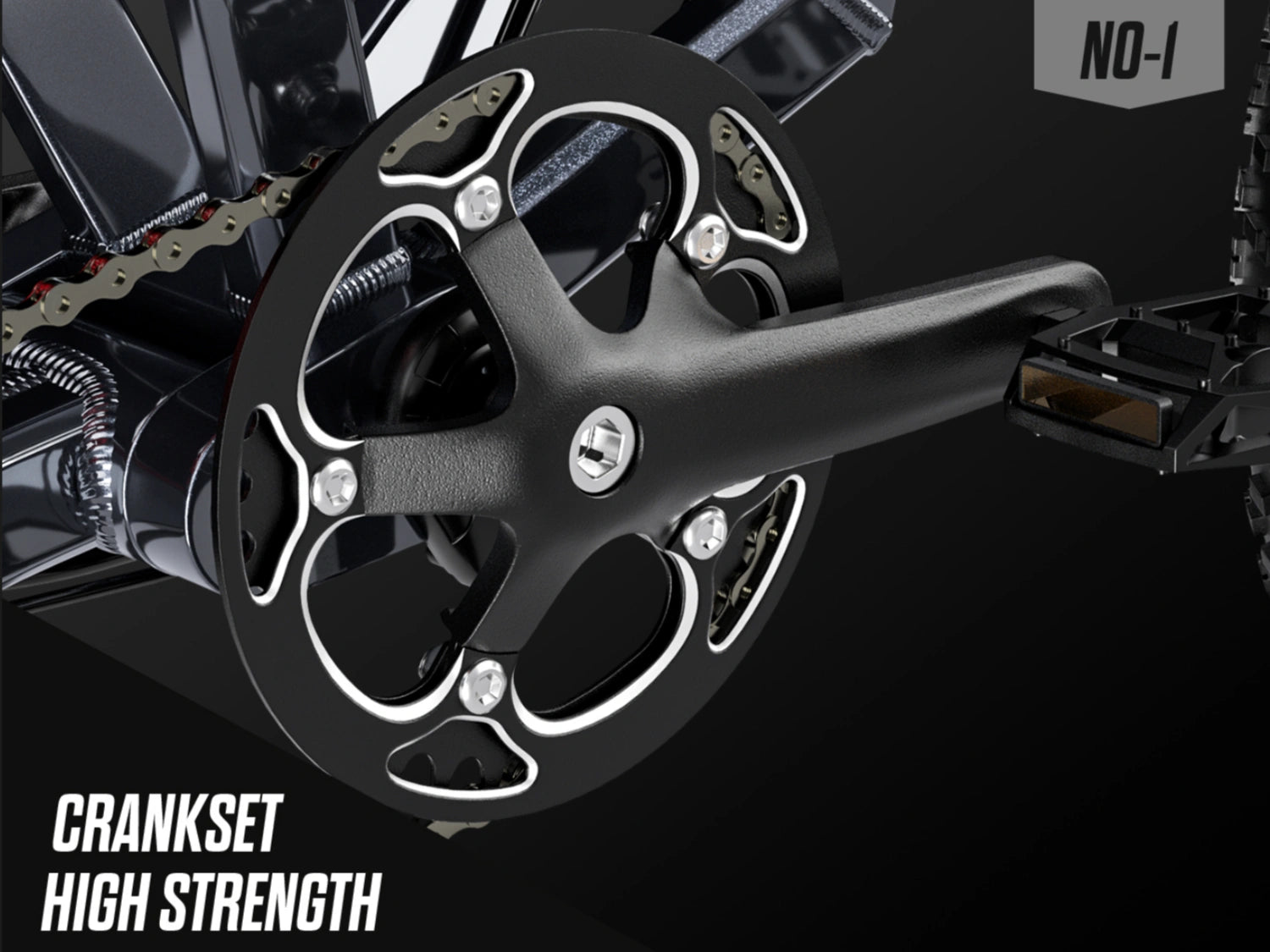 Shengmilo S900 high-strength aluminum alloy crankset for efficient power transmission, professional CNC integrated chainwheel for heavy-duty electric bikes.